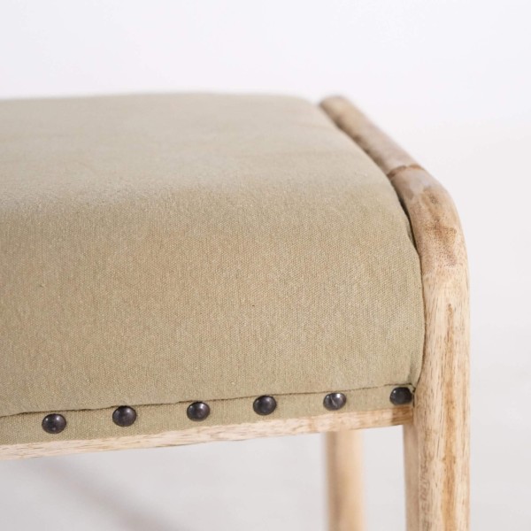 Banc en bois massif et tissu kaki - Soline