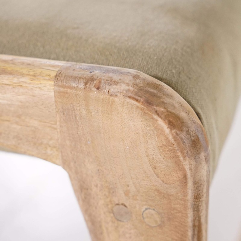 Banc en bois massif et tissu kaki - Soline