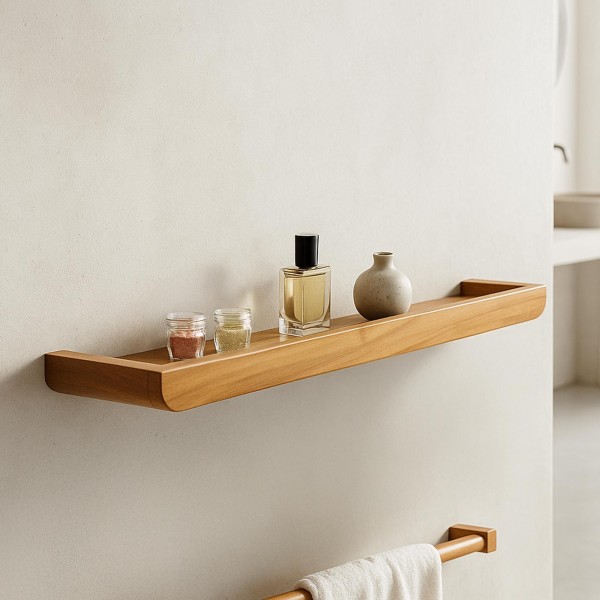 Etagère murale en bois de teck massif 90 cm