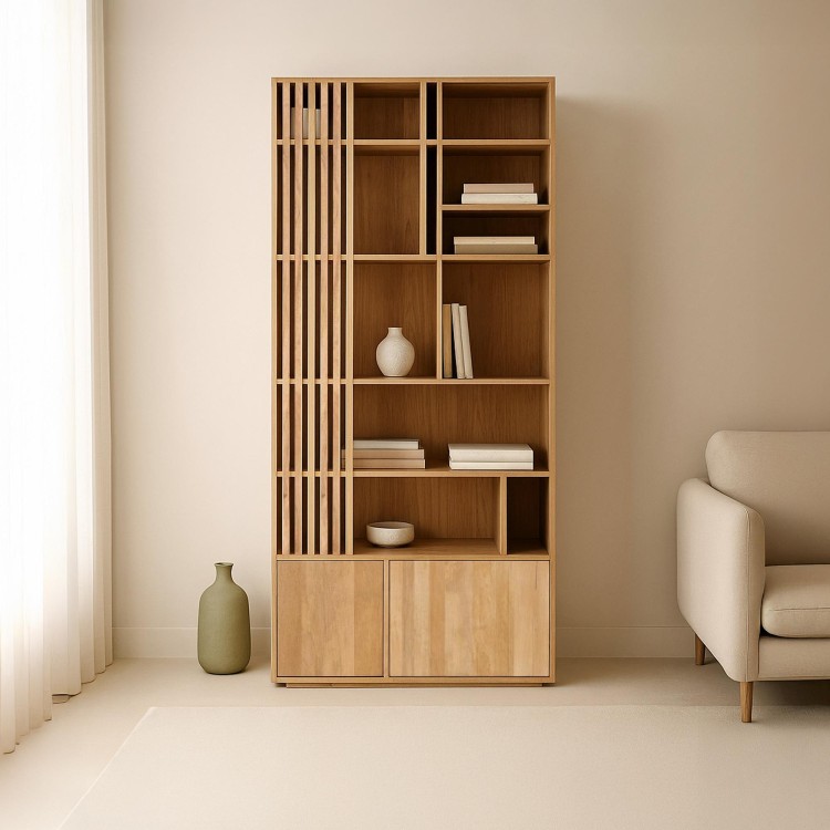 Bibliothèque étagère en bois de manguier - Linoa