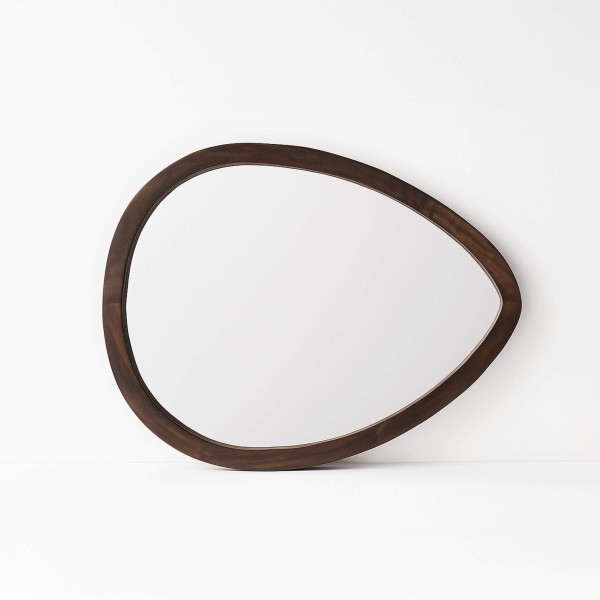 Miroir avec cadre en bois massif artisanal avec design organique - Aube