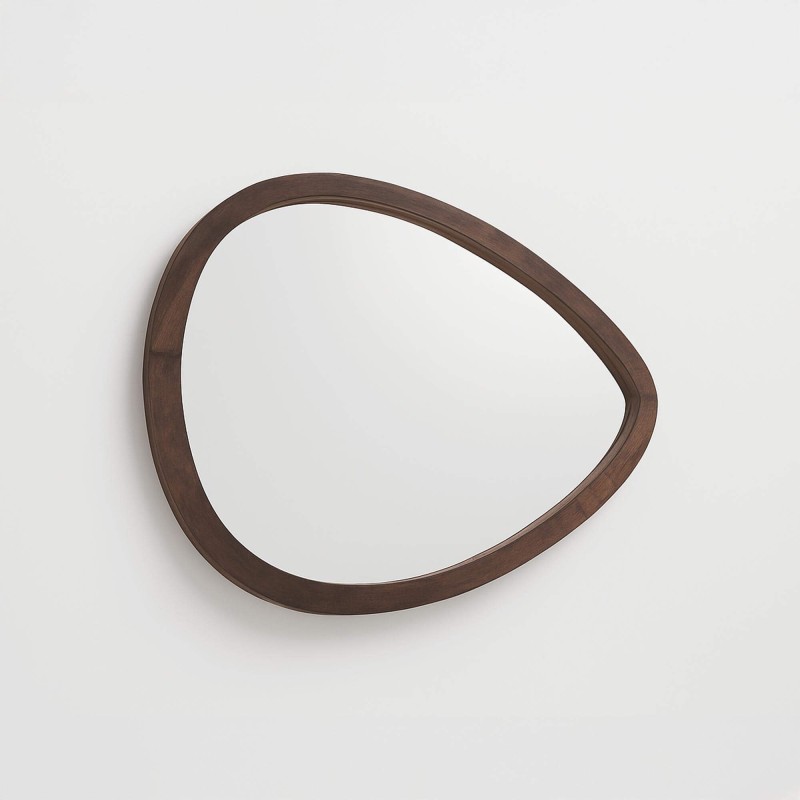 Miroir avec cadre en bois massif artisanal avec design organique - Aube