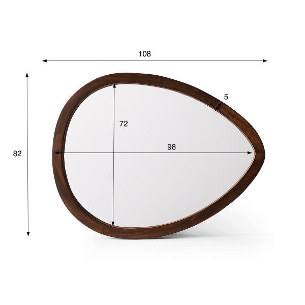 Miroir avec cadre en bois massif artisanal avec design organique - Aube