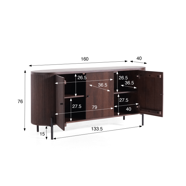 Buffet 3 portes en bois de manguier - Sohana