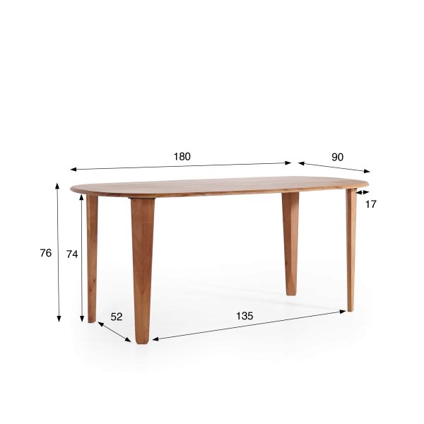 Table à manger ovale en bois massif de manguier - Orama