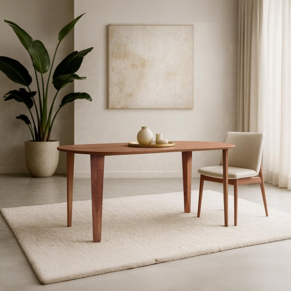 Table à manger ovale en bois massif de manguier - Orama