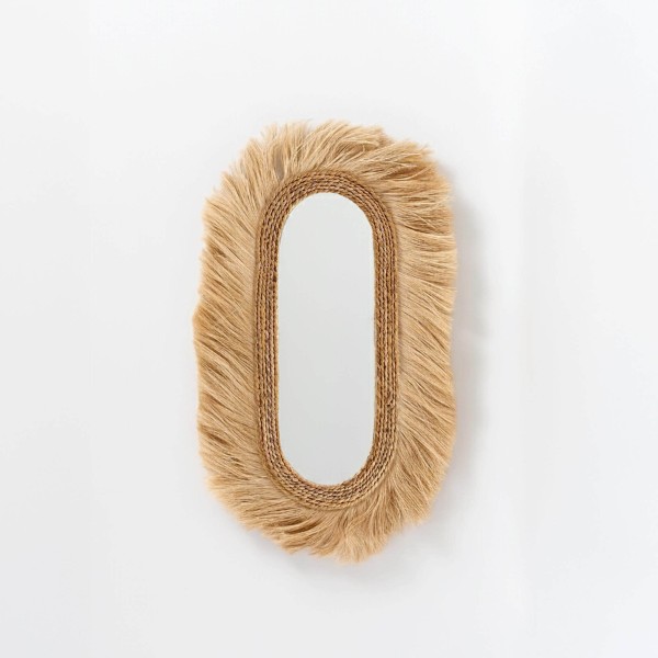 Miroir en fibres naturelles style bohème - Ina