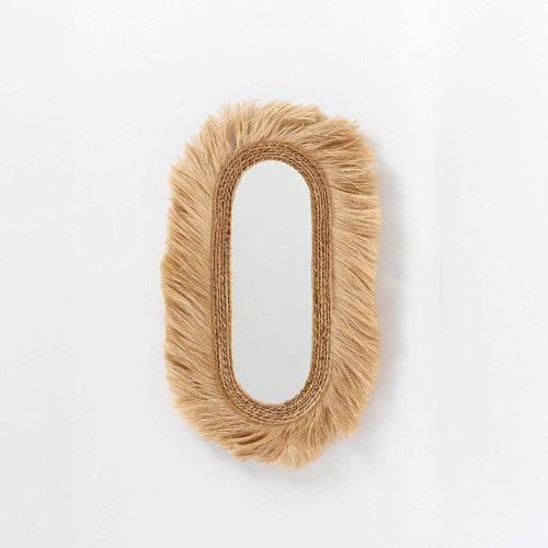 Miroir en fibres naturelles style bohème - Ina