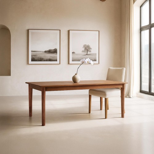 Table à manger rectangulaire en bois massif de manguier