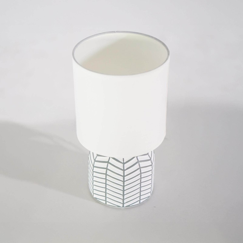 Lampe en céramique artisanale – motif graphique gris et blanc - Amani