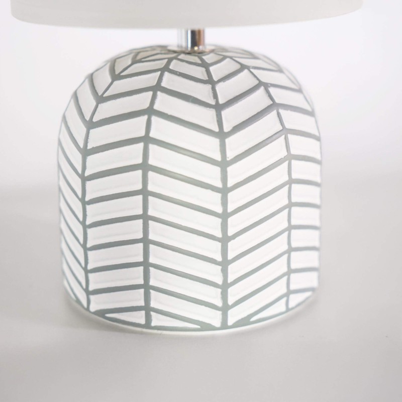 Lampe en céramique artisanale – motif graphique gris et blanc - Amani