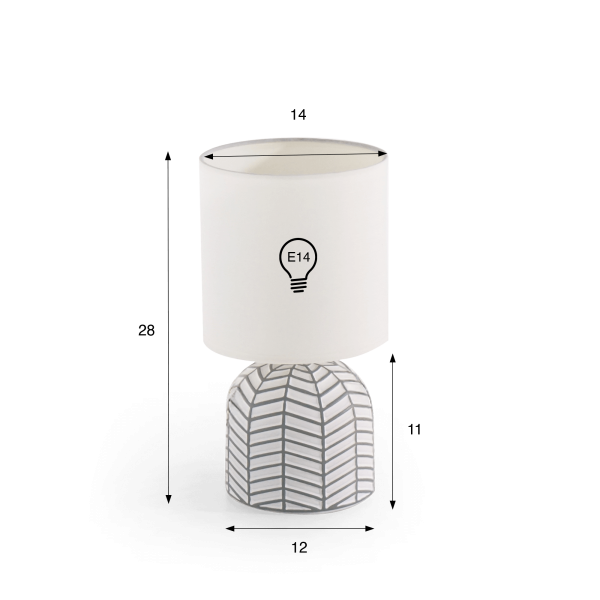 Lampe en céramique artisanale – motif graphique gris et blanc - Amani