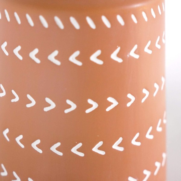 Lampe artisanale en céramique terracotta – motif ethnique peint à la main - Zahara