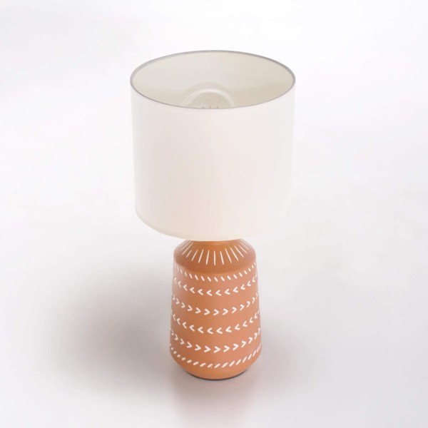 Lampe artisanale en céramique terracotta – motif ethnique peint à la main - Zahara