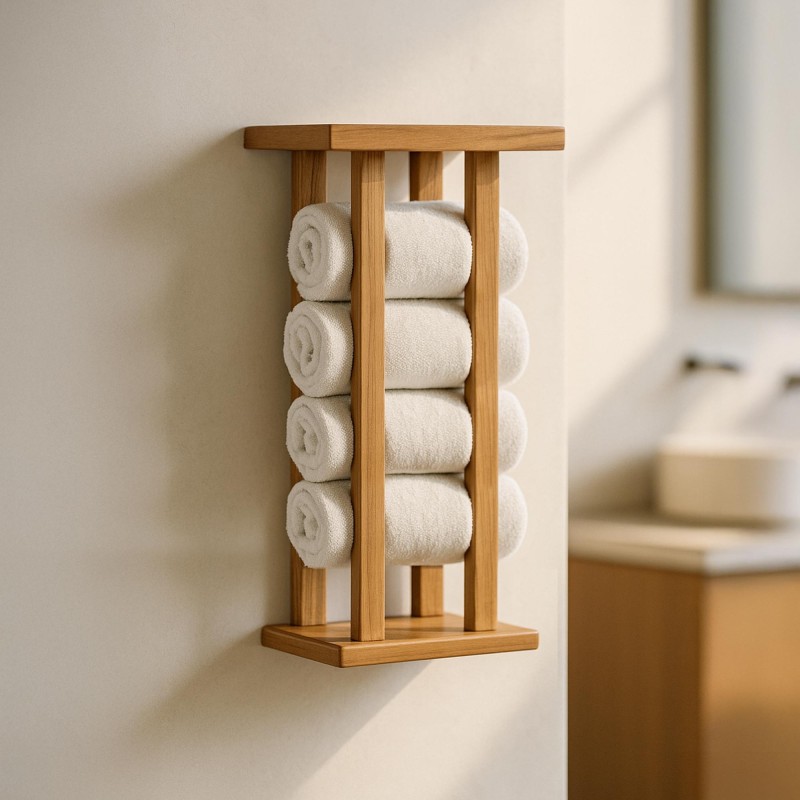 Porte serviettes en bois de teck massif