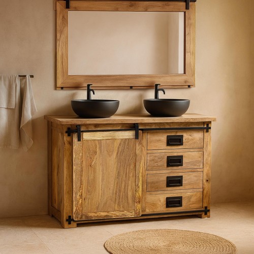 Meuble sous vasques bois et métal - Paris