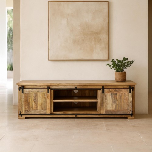 Meuble TV industriel bois et métal 180 cm - Paris