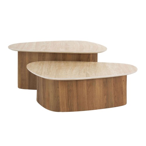 Table de salon design en céramique travertin (lot de 2) - Tavola