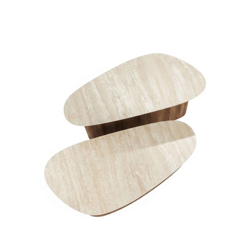 Table de salon design en céramique travertin (lot de 2) - Tavola