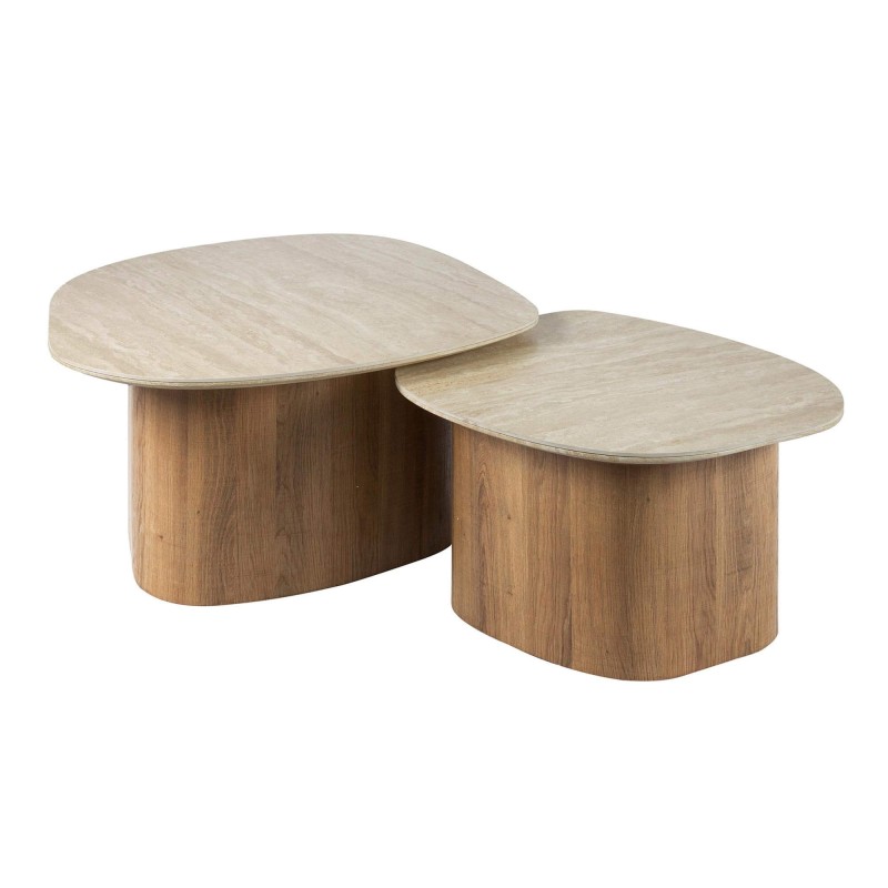 Table basse contemporaine en céramique travertin (lot de 2) - Tavola