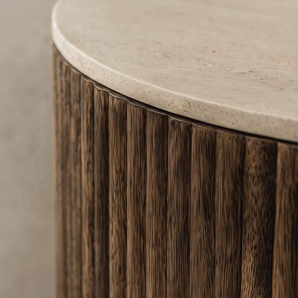 Table basse demi-ronde en bois de manguier massif (lot de 2) - Nuovo