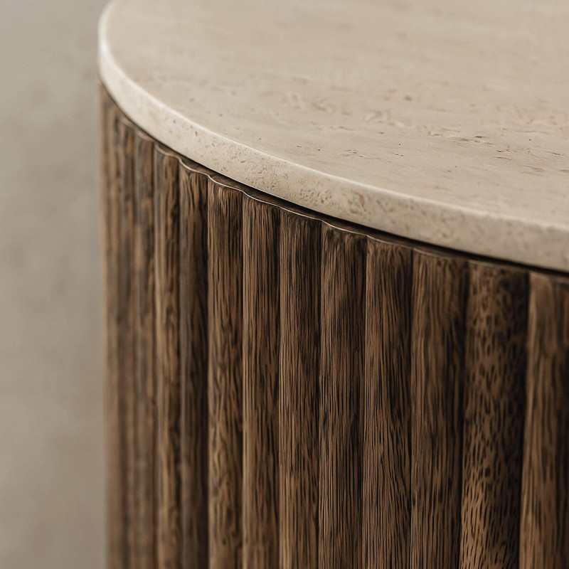 Table basse demi-ronde en bois de manguier massif (lot de 2) - Nuovo