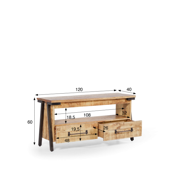 Meuble TV bois & métal 120 cm - Retro Archi