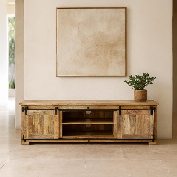 Meuble TV industriel bois et métal 180 cm - Paris