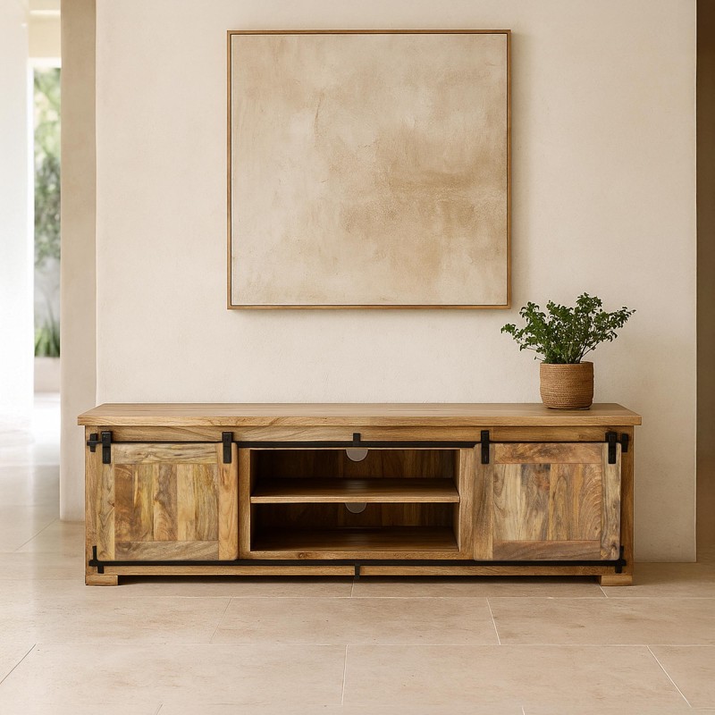 Meuble TV industriel bois et métal 180 cm - Paris