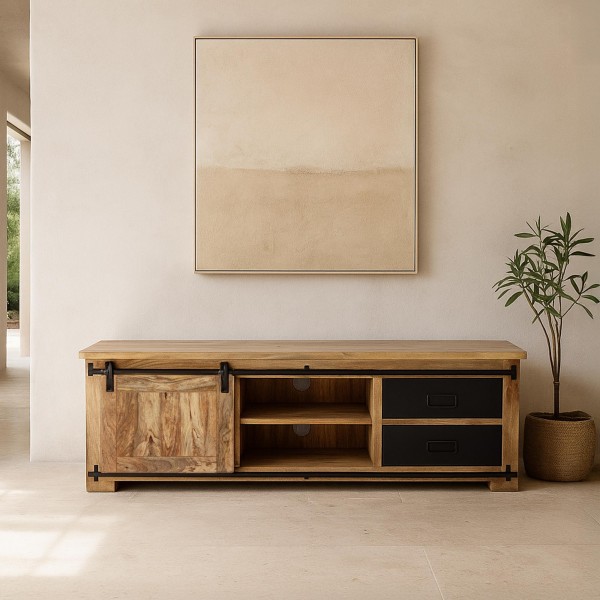 Meuble TV industriel bois et métal 160 cm - Paris