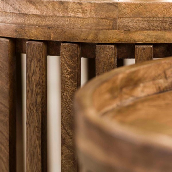 Table basse ronde en bois de manguier naturel (lot de 2) - Orbit