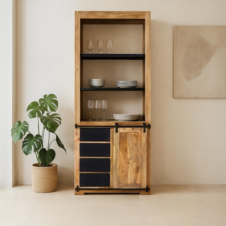 Bibliothèque bois et métal 90cm - Paris