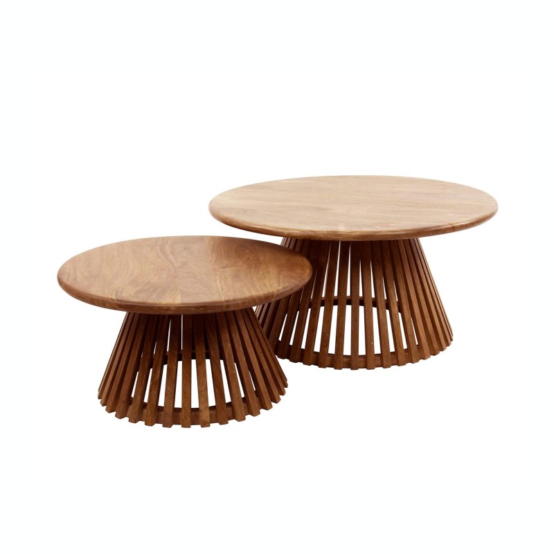 Table basse conique en bois de manguier naturel (lot de 2) - Orbit
