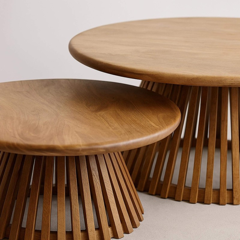 Table basse conique en bois de manguier naturel (lot de 2) - Orbit