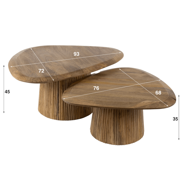 Table de salon en bois massif de manguier (lot de 2) - Cresco