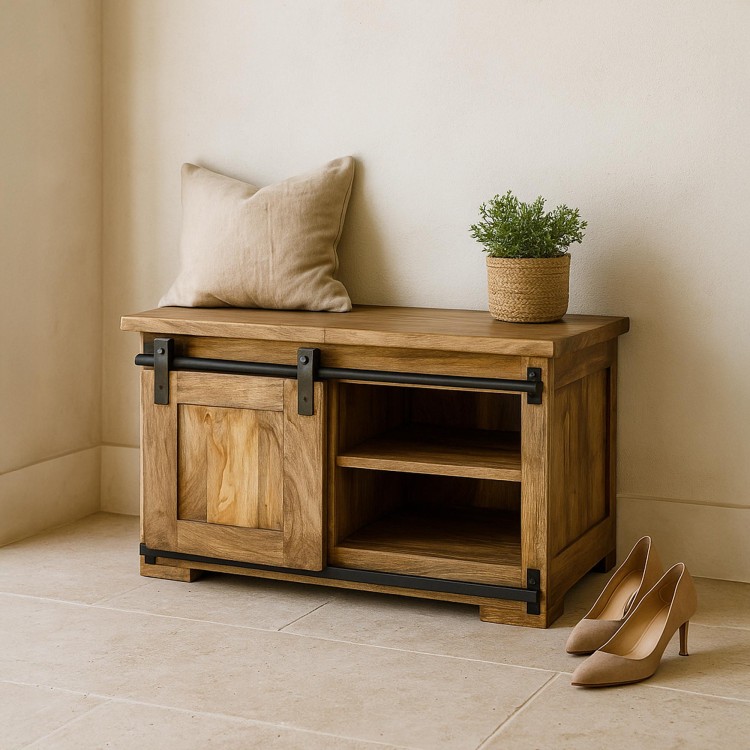 Banc coffre en bois massif - Paris