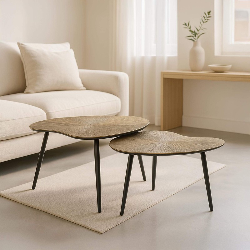 Table basse en métal couleur dorée (lot de 2) - Nesso