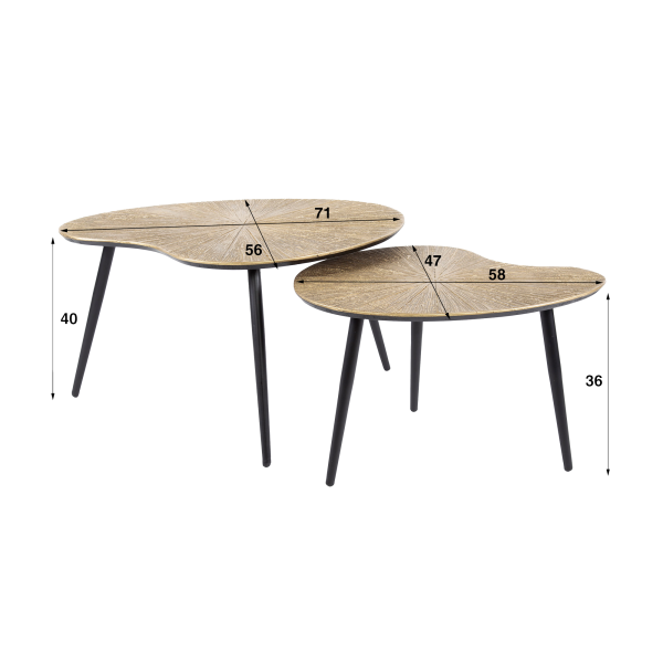 Table basse en métal couleur dorée (lot de 2) - Nesso