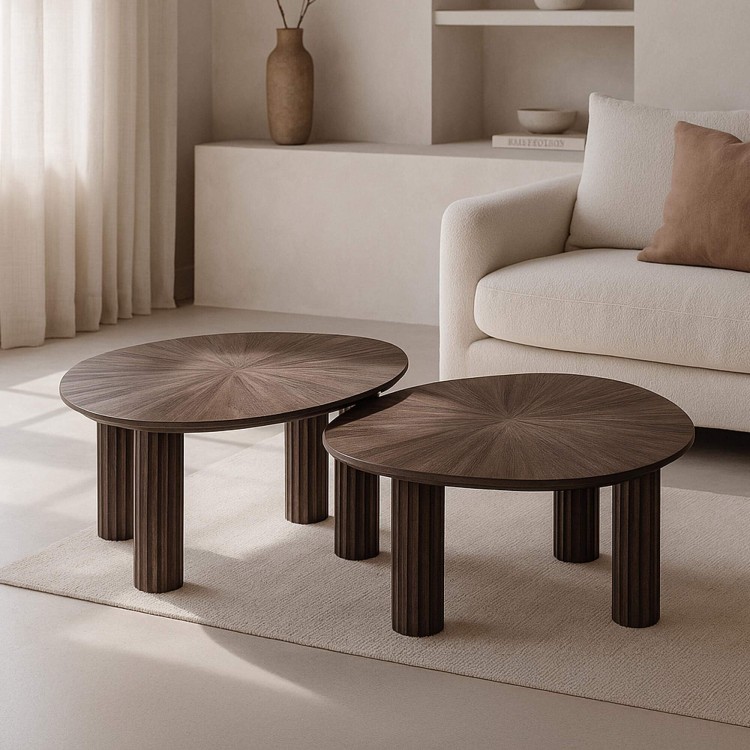 Table basse en bois de teck couleur marron (lot de 2) - Ovo