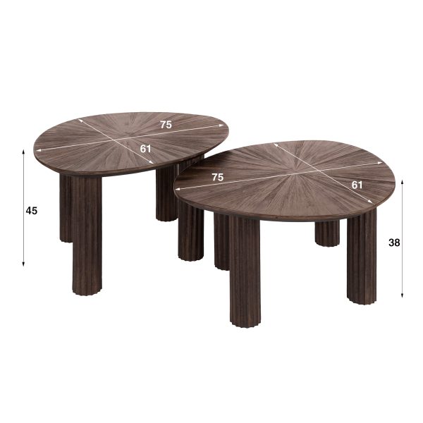 Table basse en bois de teck couleur marron (lot de 2) - Ovo