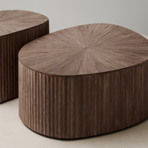 Table en bois de teck forme organique (lot de 2) - Ovo