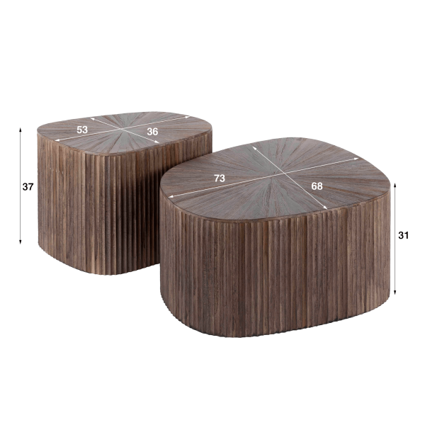 Table en bois de teck forme organique (lot de 2) - Ovo