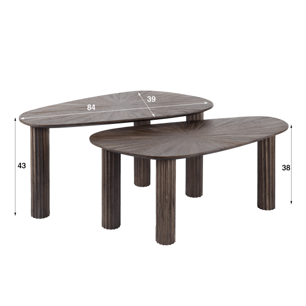 Lot de 2 tables de salon rondes en bois de teck - Ovo