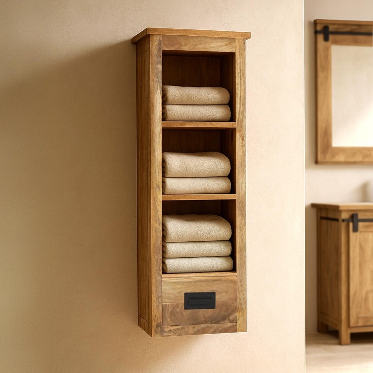 Colonne de salle de bain bois et métal - Paris