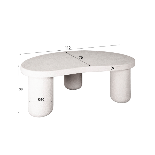 Table basse design blanche en marbre composite - Arco