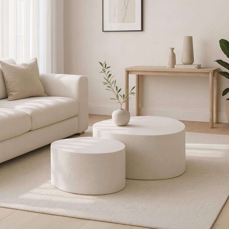 Table basse design blanche en marbre composite (lot de 2) - Arco