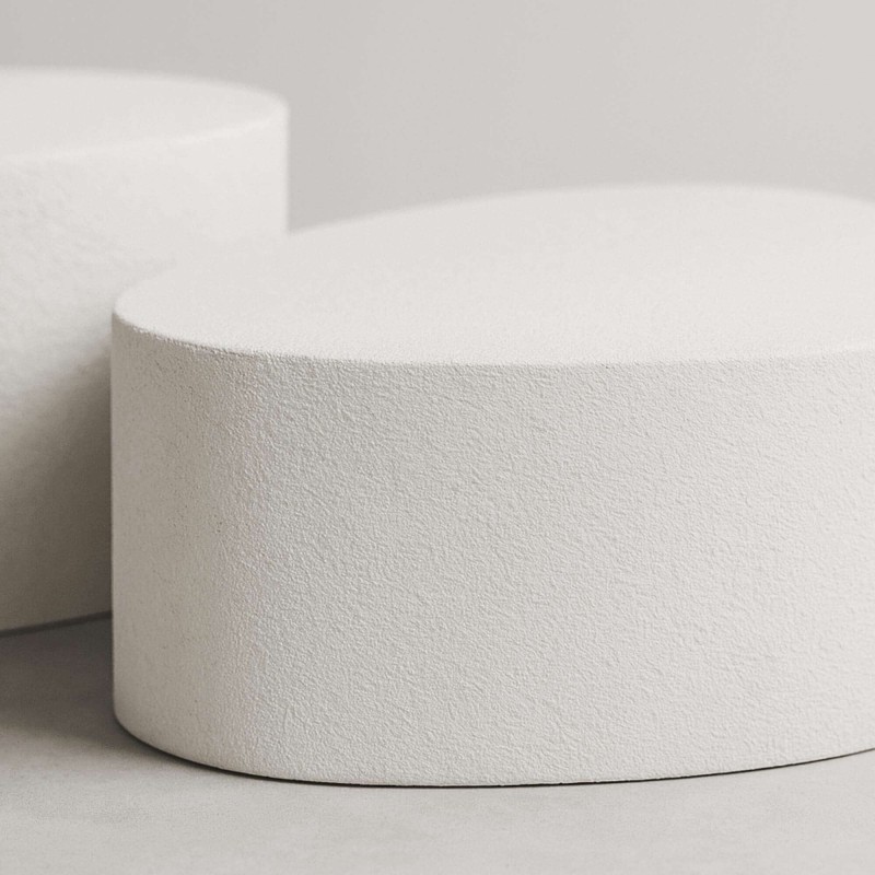 Table basse design blanche en marbre composite (lot de 2) - Arco