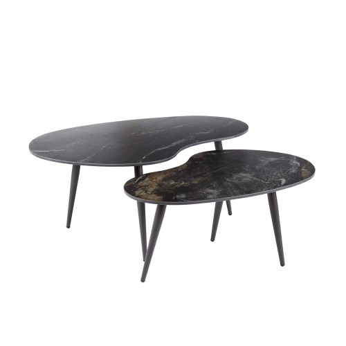 Set de 2 tables basses de forme organique en céramique
