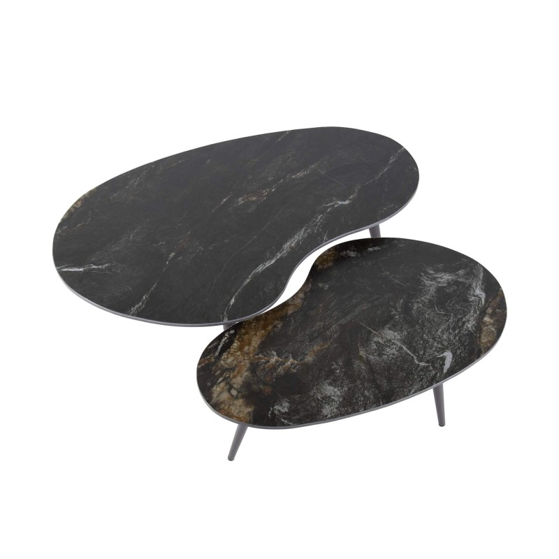 Set de 2 tables basses de forme organique en céramique