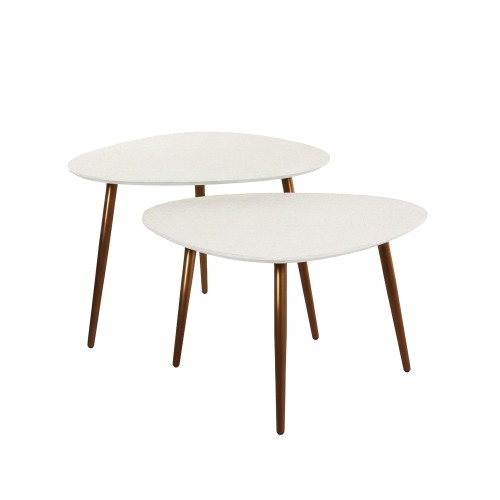 Table basse design blanche en marbre composite (lot de 2) - Arco